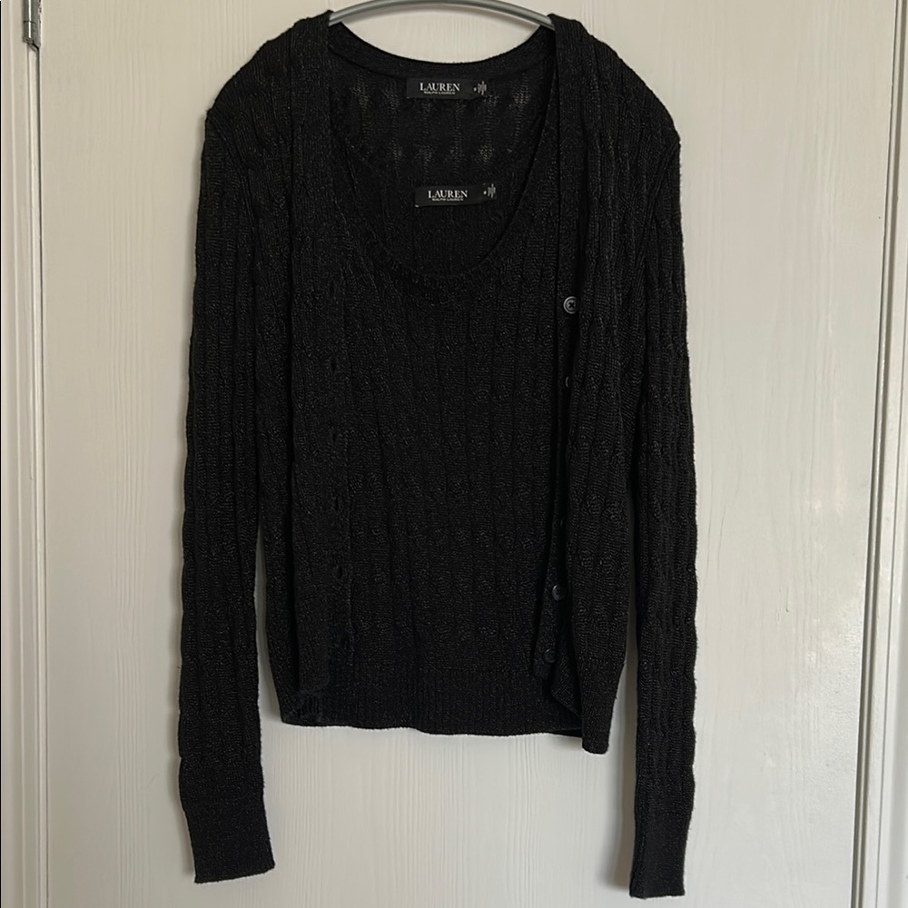 Ralph Lauren Black Cardigan Sweater Knit